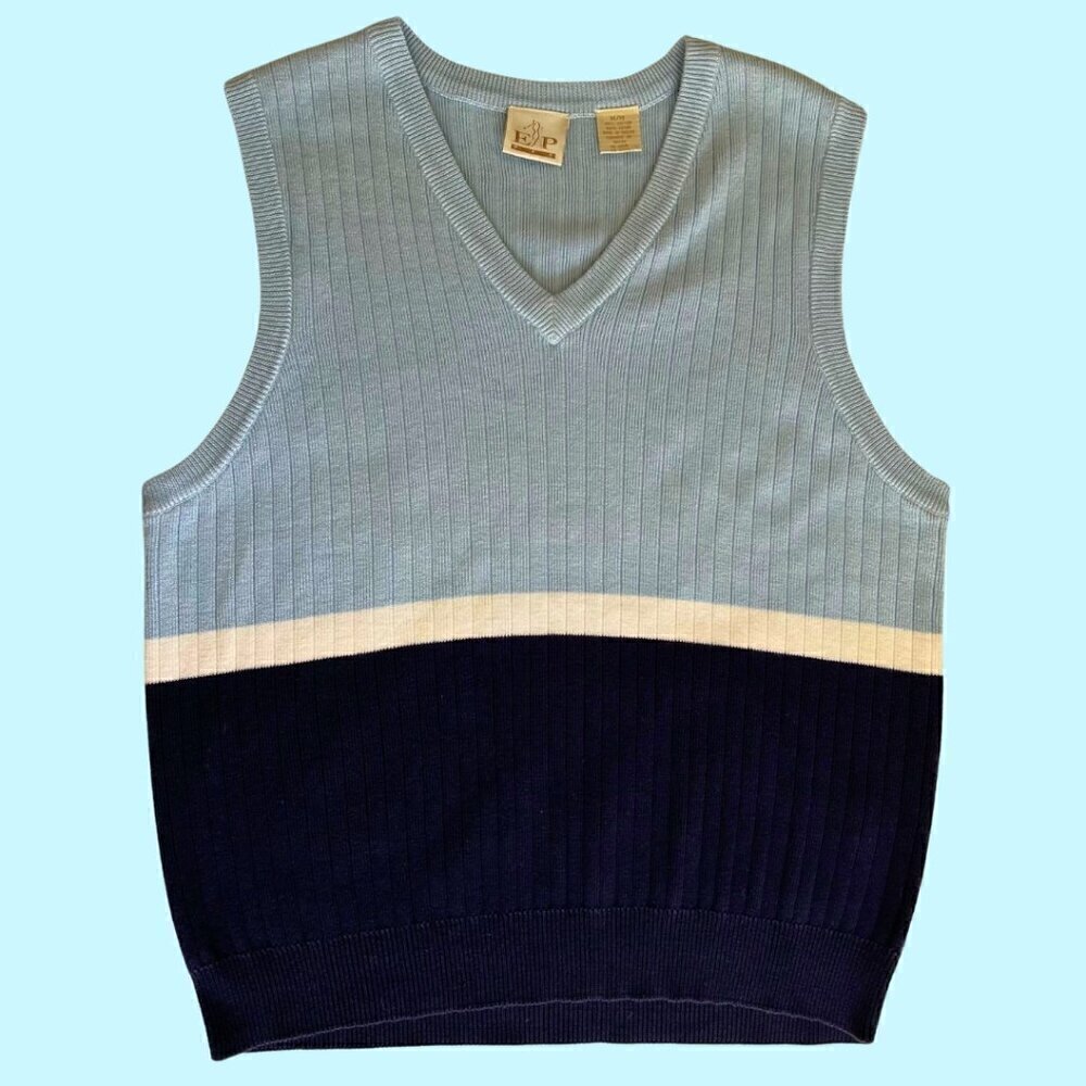 EP Pro Blue & White Sleeveless Golf Sweater Vest